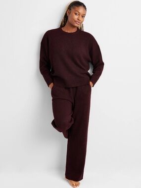State of Day Women's Soft Pajamas Set - Deep Port Heather - Top/Bottom Set XS